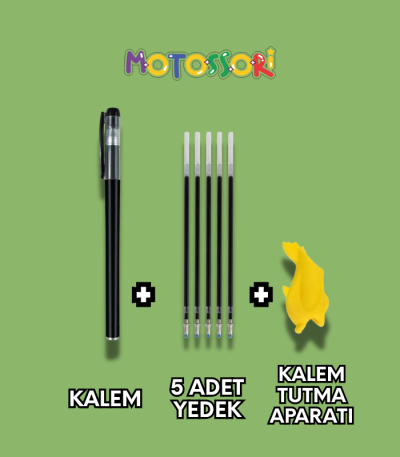 Sihirli Yazı Kalem + Kalem İçi Yedeği 5 Adet + 1 Adet Kalem Tutacağı - Sihirli Defter Kitap Setinde Kullanılan Kalem seti - Görsel 7