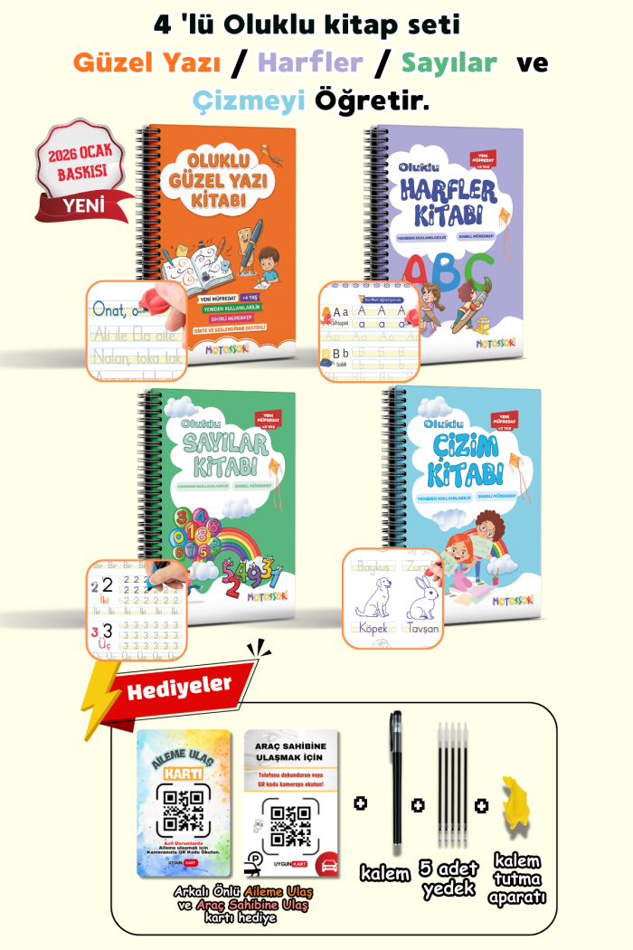 Oluklu - Güzel Yazı, Harfler, Sayılar ve Çizim öğreten 4'lü Sihirli Oluklu Yazı Defter Seti HEDİYELİ - Görsel 9