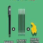 Sihirli Yazı Kalem + Kalem İçi Yedeği 5 Adet + 1 Adet Kalem Tutacağı - Sihirli Defter Kitap Setinde Kullanılan Kalem seti