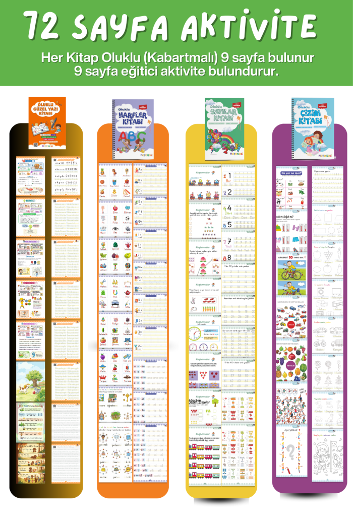 Oluklu - Güzel Yazı, Harfler, Sayılar ve Çizim öğreten 4'lü Sihirli Oluklu Yazı Defter Seti HEDİYELİ - Görsel 10