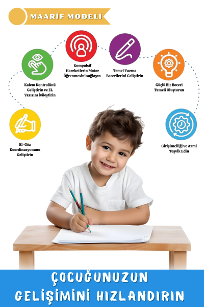 Güzel Yazı Öğreten Oluklu (Kabartmalı) Kitabı | Sihirli Yazı Defterleri | Çocuk Aktive Eğitici Kitap - Görsel 4