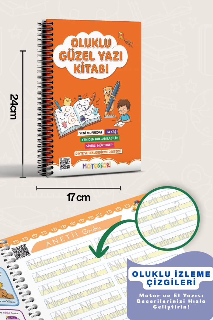 Güzel Yazı Öğreten Oluklu (Kabartmalı) Kitabı | Sihirli Yazı Defterleri | Çocuk Aktive Eğitici Kitap - Görsel 5