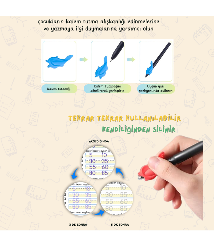 Harfleri | Sayıları ve Çizmeyi Öğreten Oluklu (Kabartmalı) 3’lü Kitap Seti | Sihirli Yazı Defterleri - Motossori