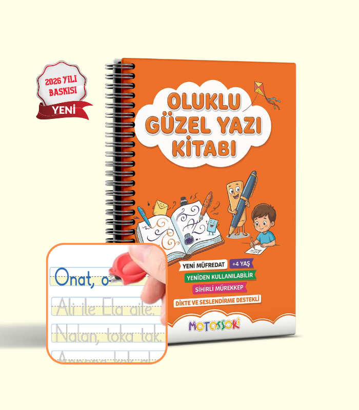 Harfleri | Sayıları ve Çizmeyi Öğreten Oluklu (Kabartmalı) 3’lü Kitap Seti | Sihirli Yazı Defterleri - Motossori