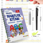 Harfleri Öğreten Oluklu (Kabartmalı) Kitabı | Sihirli Yazı Defterleri | Çocuk Aktive Eğitici Kitap