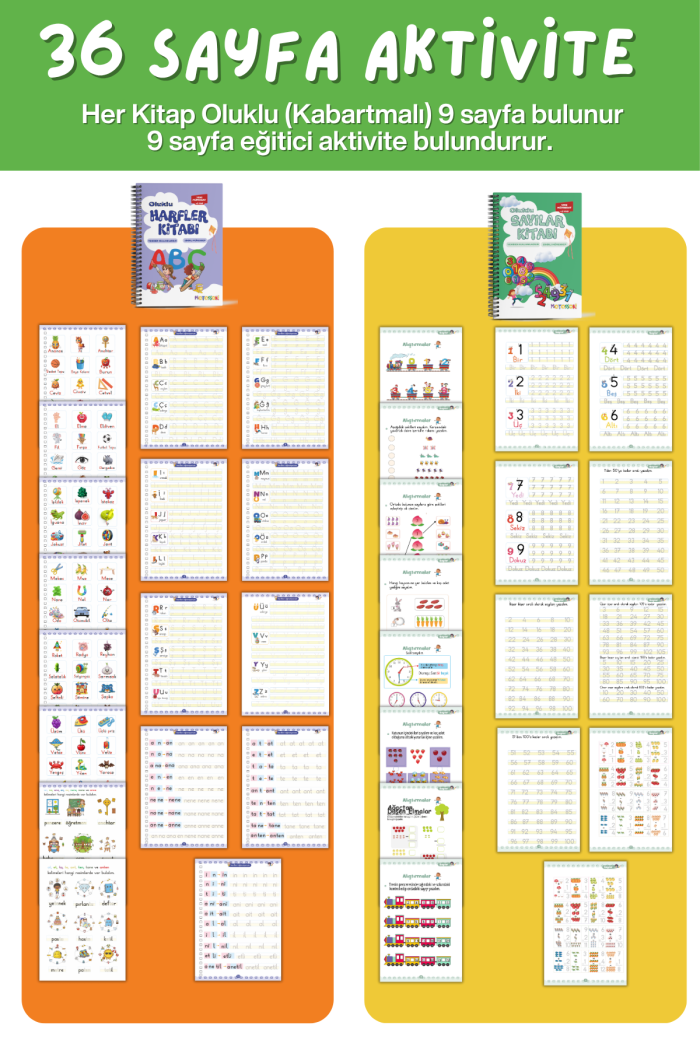 Motossori Sihirli Yazı Defter Kitap 2'li Set | Harfleri | Sayıları Öğreten Oluklu (Kabartmalı) 2’li Kitap Seti | Sihirli Yazı Defterleri | Çocuk Aktive Eğitici Kitap - Görsel 2