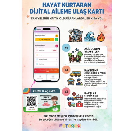Aileme Ulaş Kartı | Yeni Nesil Güvenlik | Kare Kod Destekli | Çocuklar ve Yaşlılar İçin