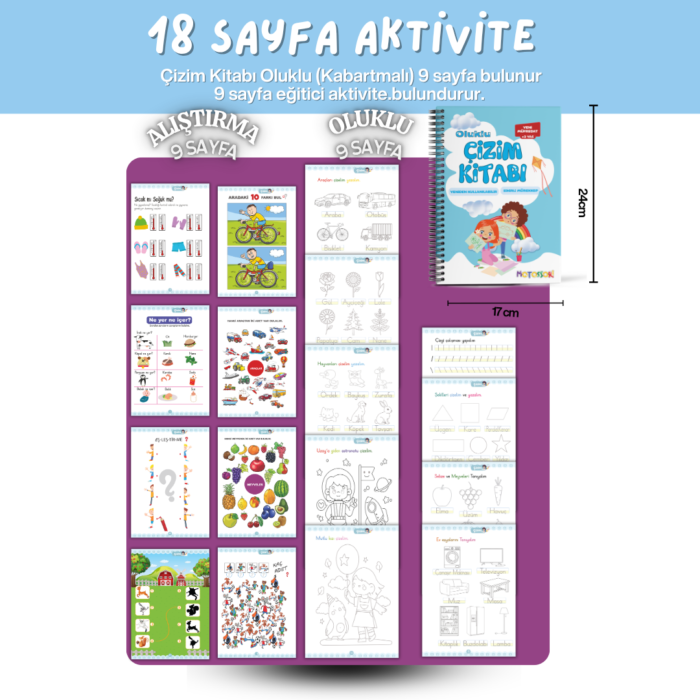 4’lü Kitap Seti | Harfleri | Sayıları | Çizmeyi ve Güzel Yazıyı Öğreten Oluklu (Kabartmalı) | Sihirli Yazı Defterleri  | Oluklu Kitap - Görsel 10